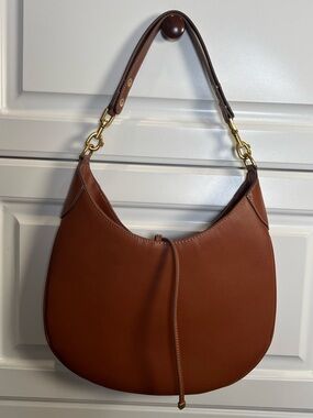 Mango Saddle Hobo Bag - Brown with Gold Hardware